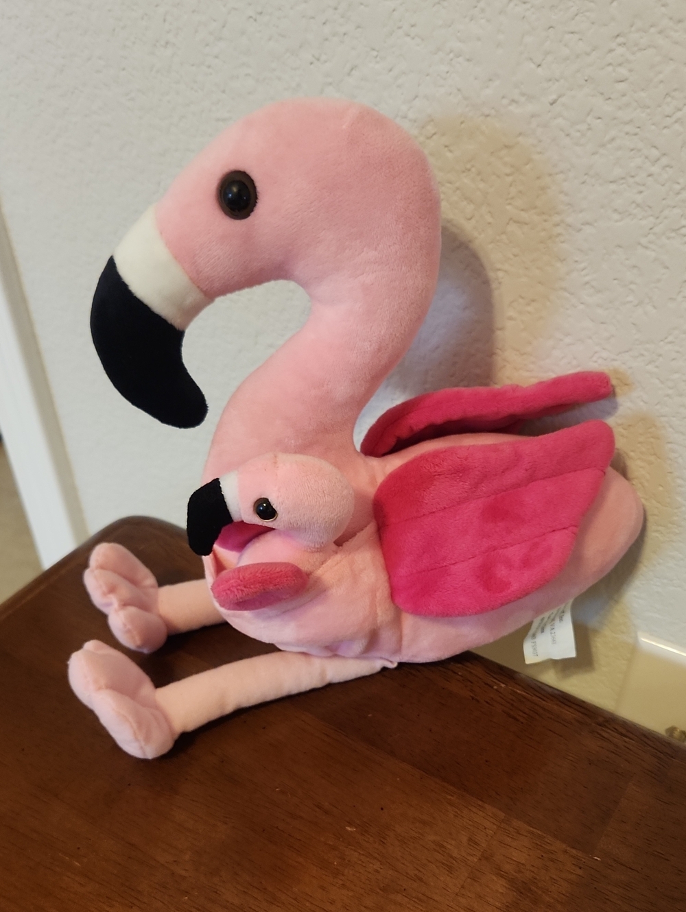 Pink Flamingo Mother And Baby Plush